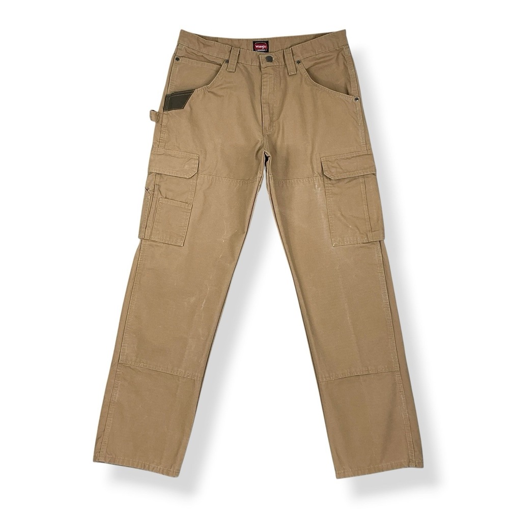 Wrangler Pants Men 32x32 Tan Brown Canvas Ripstop Work Cargo Straight